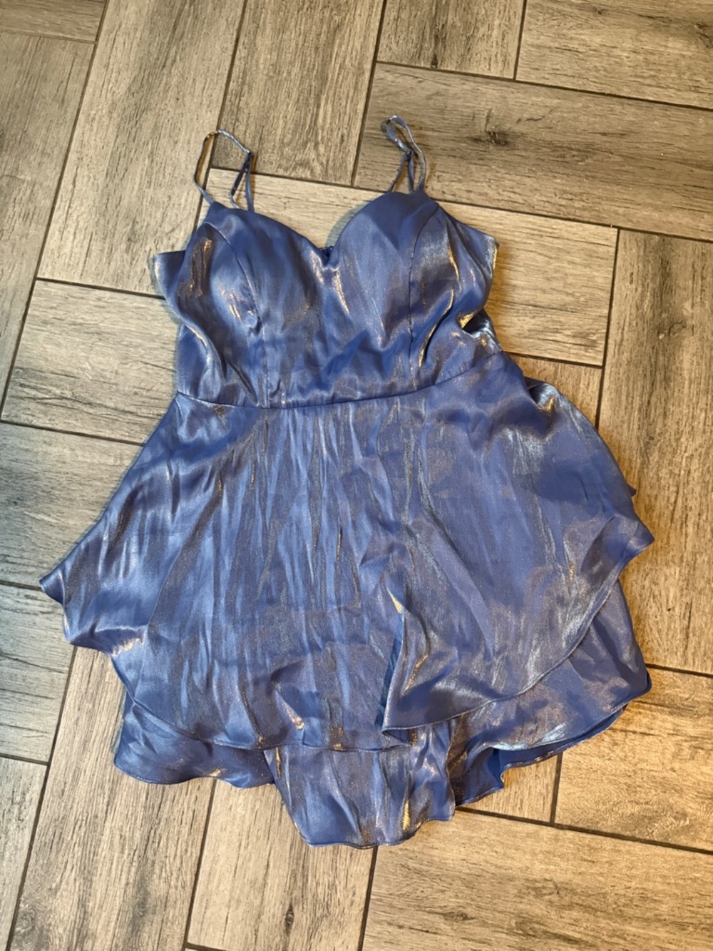 B Darlin Shimmery Periwinkle Blue Mini Dress